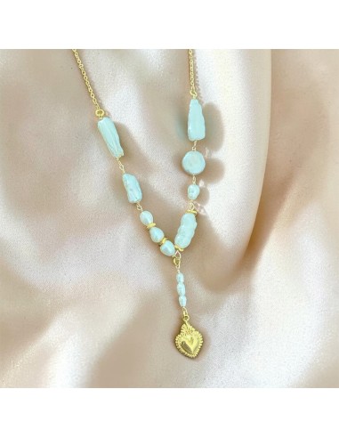 Collier Perles d'eau douce et Coeur 2