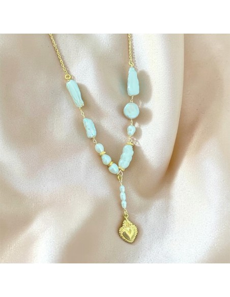 Collier Perles d'eau douce et Coeur