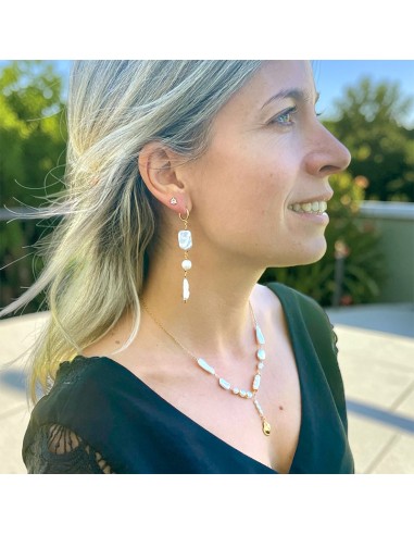 Boucles d'oreilles clips pendantes Perles d'eau douce Biwa