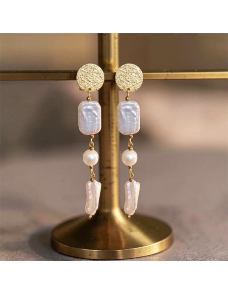 Boucle d'oreille à clip perle d'eau douce