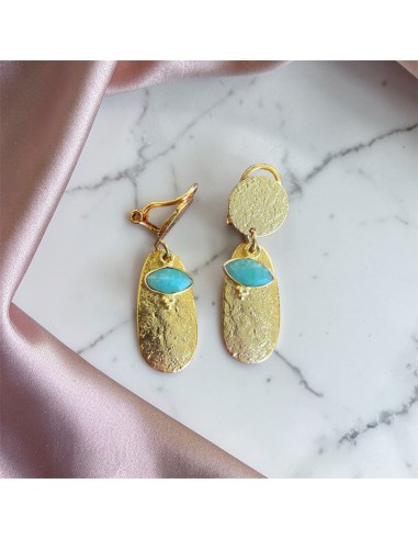 Boucle d'oreille à clip pierre de lune et plaqué or 2