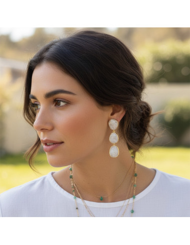 boucles d'oreilles clips pierre semi précieuse 2