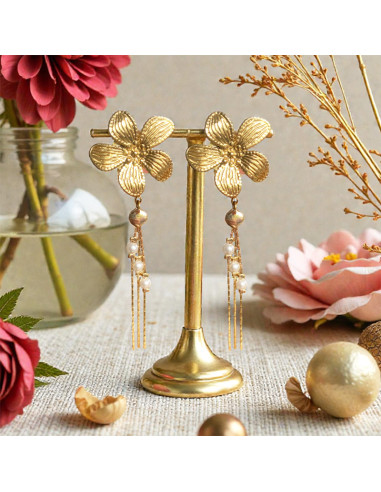 Boucles d'oreilles à clips Fleur pendante 2