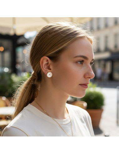 Boucle d'oreille clip Nacre Chic