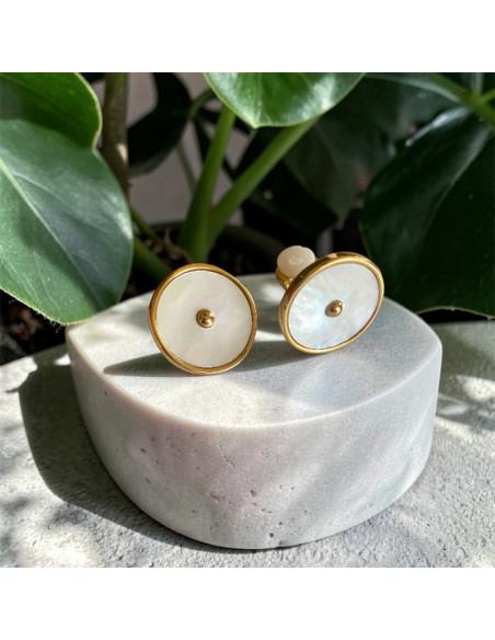 Boucle d'oreille clip Nacre Chic