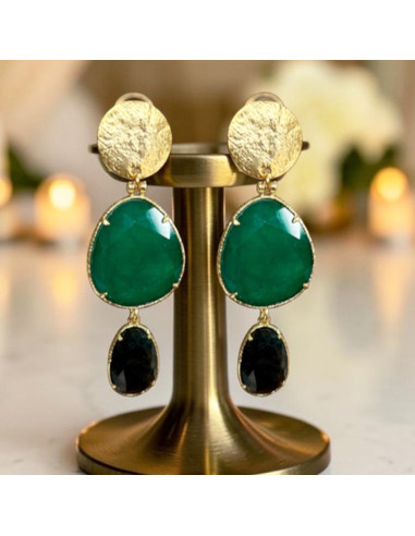 boucles d'oreilles clips pierres semi précieuses