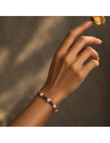 Bracelet lapis et perle d'eau douce 2