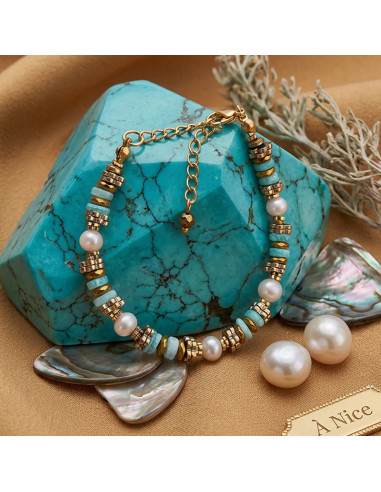 Bracelet amazonite et perles d'eau douce