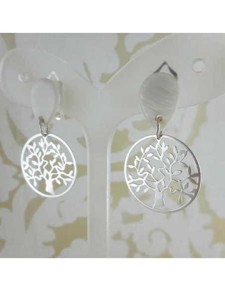 Boucle d'oreille clip Arbre de vie