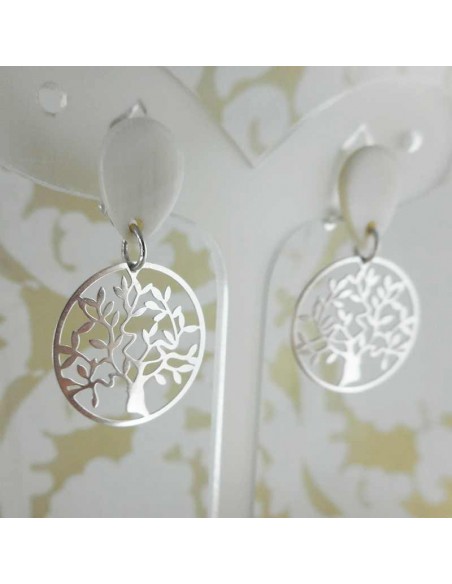Boucle d'oreille clip Arbre de vie
