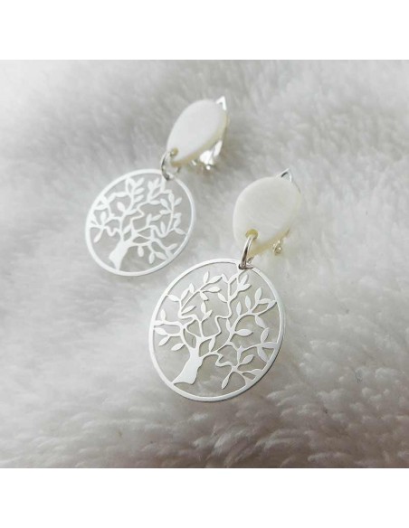 Boucle d'oreille clip Arbre de vie