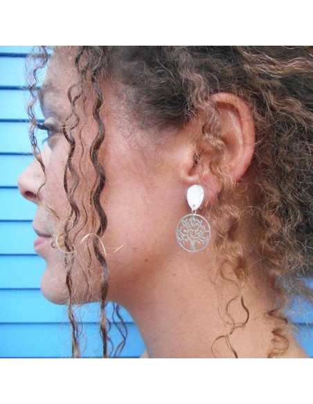 Boucle d'oreille clip Arbre de vie