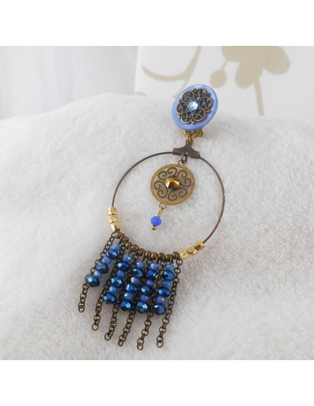 Boucles d'oreeuilles clips dream bleu