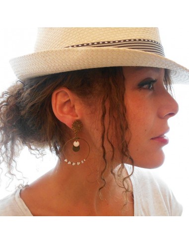 boucle d'oreille clip créole bronze beige