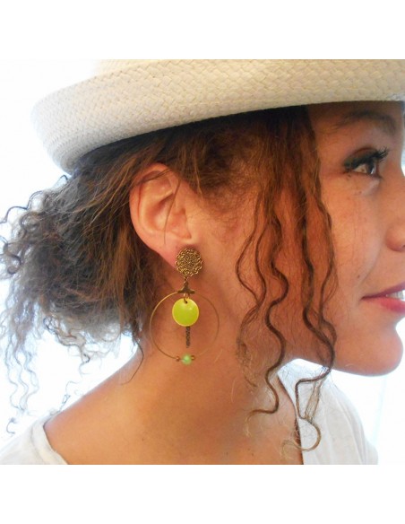 boucle d'oreille clip zen verte