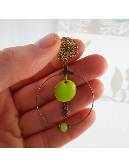 boucle d'oreille clip zen verte