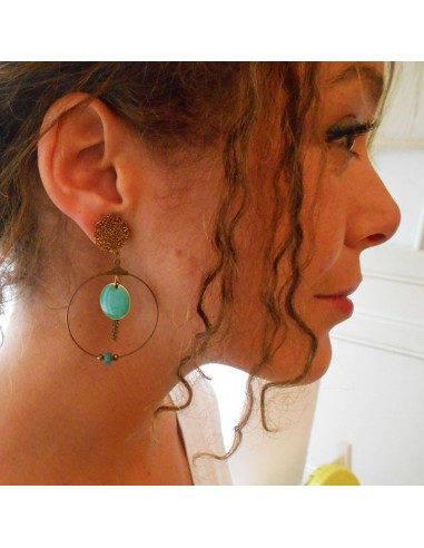 Boucle d'oreille clip Zen bleu canard