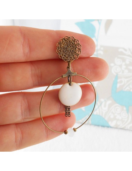 Boucle d'oreille clip Zen blanche