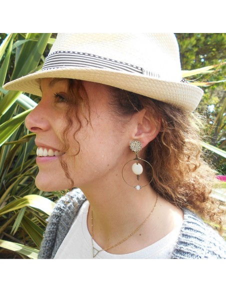 Boucle d'oreille clip Zen blanche