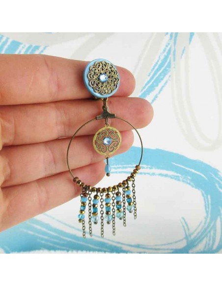 Boucles d'oreilles clips dream turquoise