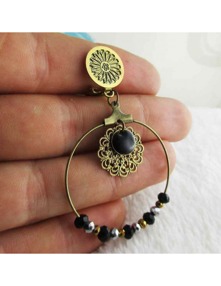 Boucles d'oreille clips Louxor noir