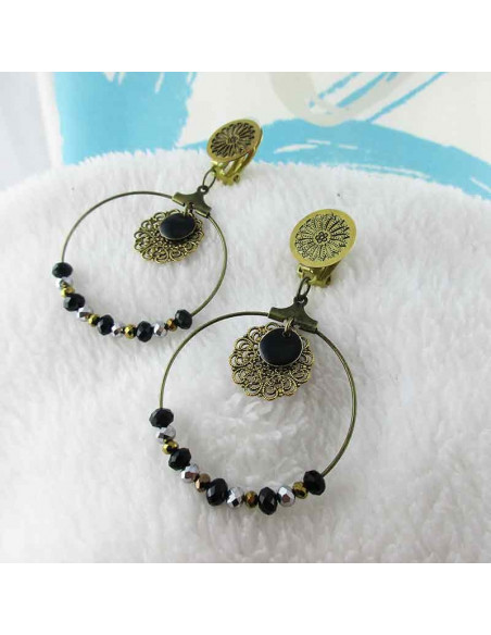 Boucles d'oreille clips Louxor noir