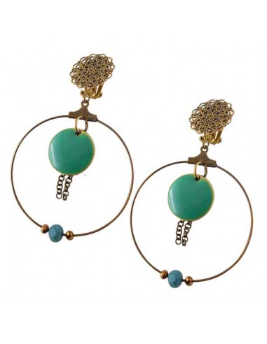 Boucle d'oreille clip Zen bleu canard