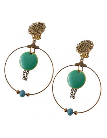 Boucle d'oreille clip Zen bleu canard