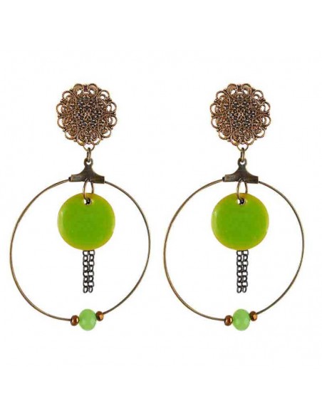 boucle d'oreille clip zen verte
