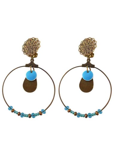 Boucles d'oreille clips Louxor turquoise