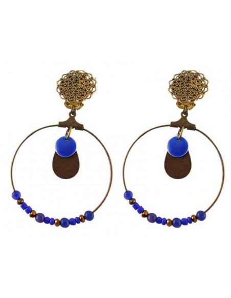 Boucles d'oreille clips Louxor bleues