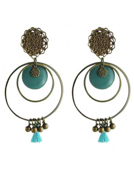 Boucles d'oreilles clips palai dété turquoises