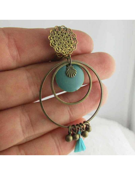 Boucles d'oreilles clips palai dété turquoises