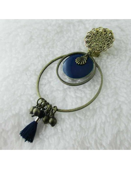 Boucles d'oreilles clips Palais d'Eté bleu