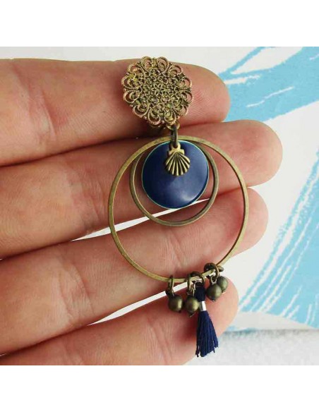 Boucles d'oreilles clips Palais d'Eté bleu