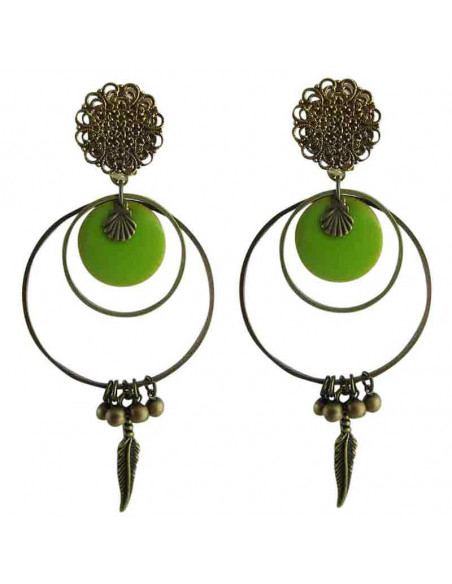 Boucles d'oreilles clips Palais d'Eté vertes