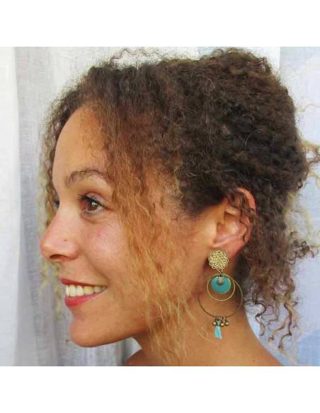Boucles d'oreilles clips palai dété turquoises