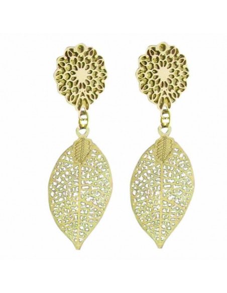 boucles d'oreilles clips feuilles dorées