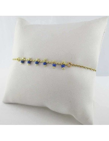 Bracelet plaqué or perles bleues