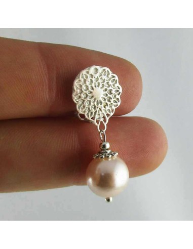 Boucles d'oreilles à clips nacre ronde marron 2