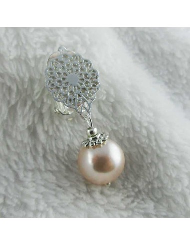 Boucles d'oreilles à clips nacre ronde marron