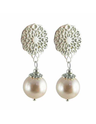 Boucles d'oreilles à clips nacre ronde marron
