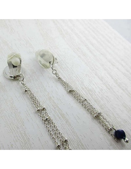 Boucles d'oreilles clips Lapis