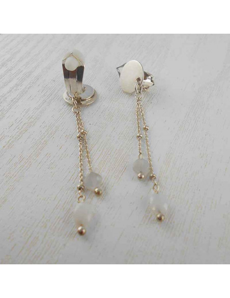 Boucles d'oreilles clips argent Gazelle Pierre de Lune
