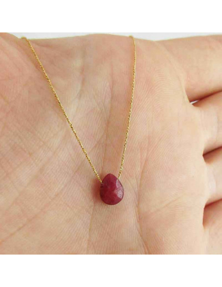 Pendentif plaqué or rubis d'inde