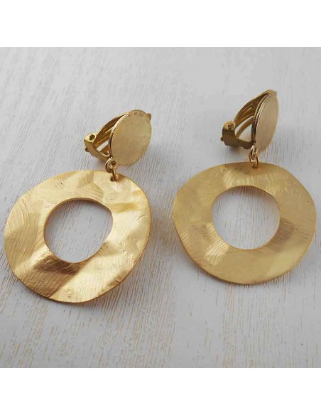 Boucle d'oreille clip créole plaqué or