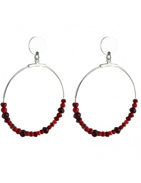 Créoles argent rouges 925/1000è clip