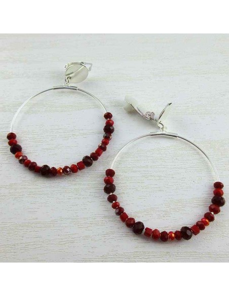 Créoles argent rouges 925/1000è clip