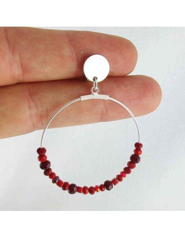 Créoles argent rouges 925/1000è clip 2