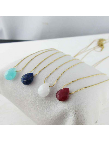 Pendentif plaqué or calcédoine